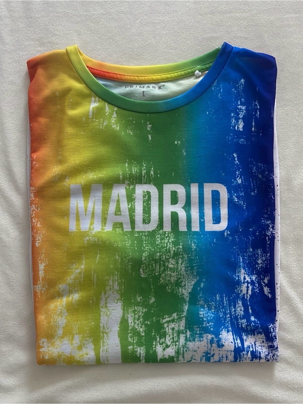 Primark Rainbow Gradient 'MADRID' Tee - Red Orange Yellow Green Blue